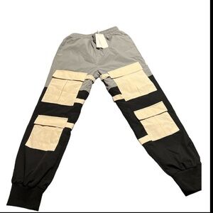 CARGO pants. Gray, black, and cream. NWT